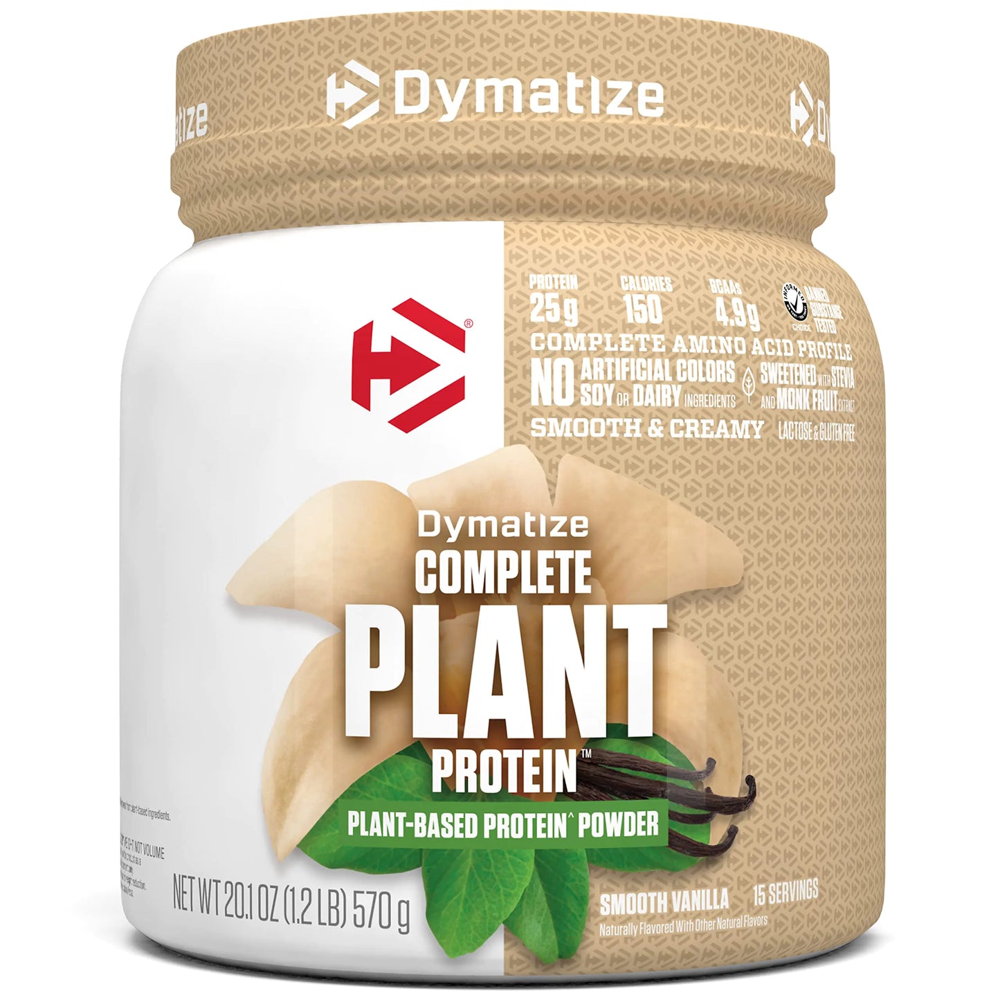 Dymatize Vegan Plant Protein Smooth Vanilla 25g Protein 4.8g BCAAs Complete Amino Acid Profile 15 Servings